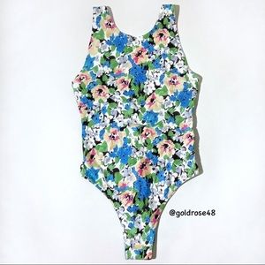 Ganni one piece swimsuit Floral Azure Blue